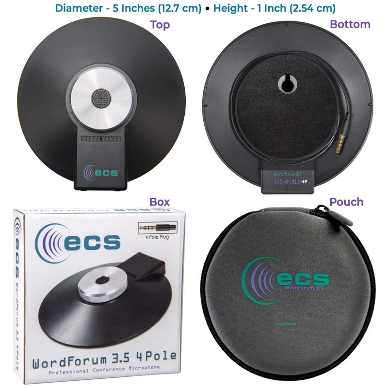 ECS WordForum 3.5mm TRRS 4 Pole 360Â° Omni-Directional Conference Recording Microphone with Daisy Chain Option for Meetings Using iPhone, Android, Smartphone, Microsoft Surface and Other Tablets - Image 2